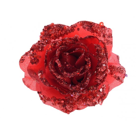ROSA GLITTER C/CLIP D14X8.5CM