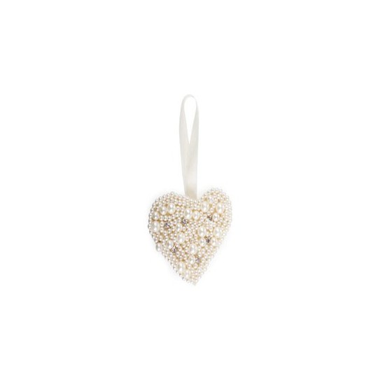 *CUORE DI PERLE DA APPENDERE C/DIAMANTE