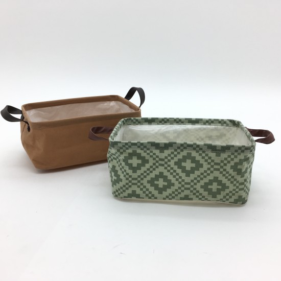 VASCHETTA RETT.STOFFA 2/MANICI 30X20 H.14 CM