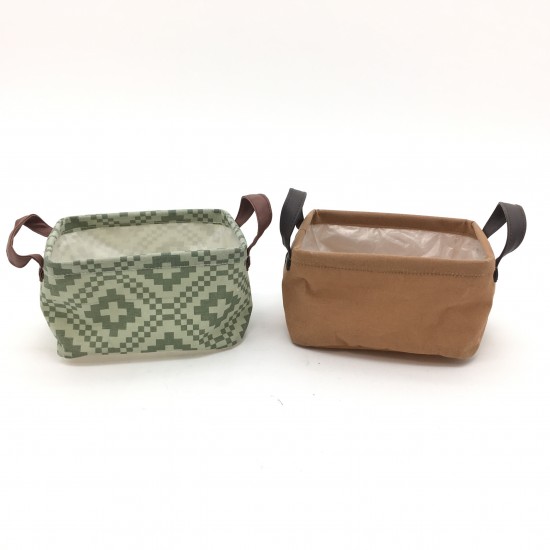 VASCHETTA RETT.STOFFA 2/MANICI 20X15 H.14 CM
